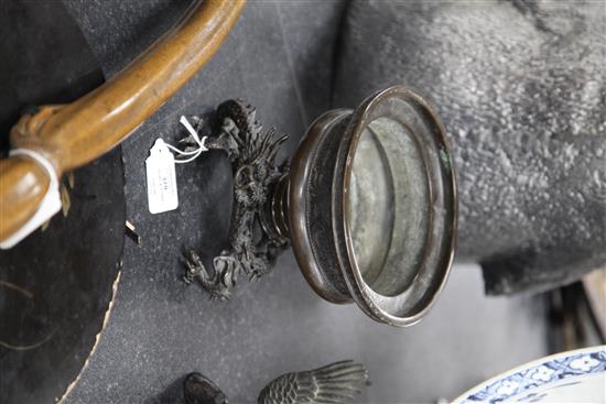 A Japanese bronze bowl and stand, 19th century, height 16cm